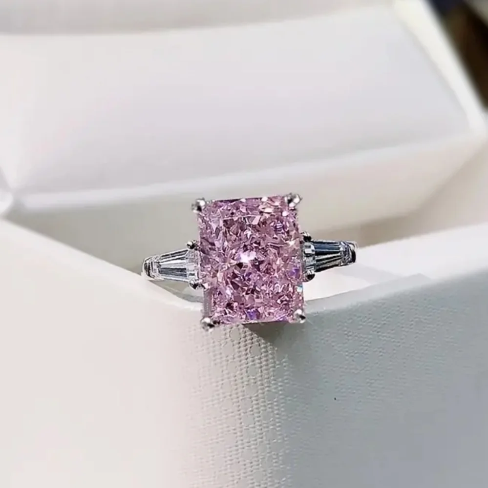 Square Pink stoned Zircon Ring NIP